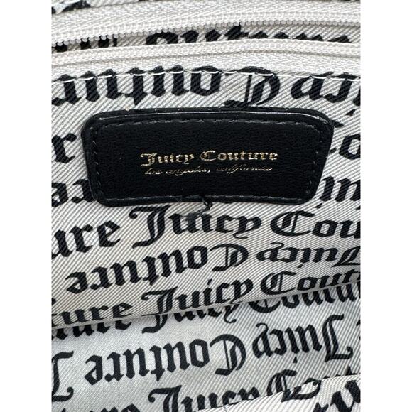 Juicy Couture Heart & Soul Black Velvet Satchel Y2K Crown Logo Shoulder Bag - Picture 3 of 6